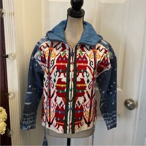Hiche Colorful Patterned Women's  denim Jacket, S